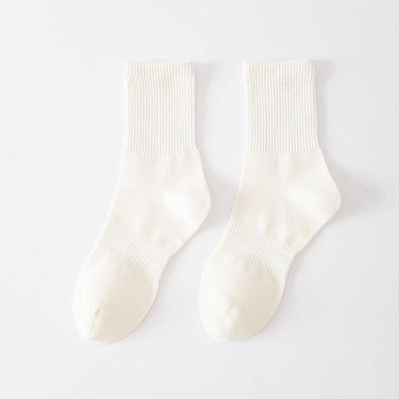 Men Spring and Autumn Pure Cotton 5A Antibacterial Deodorant Pure Color Sweat Absorbing Breathable Sports Business Tube Socks
