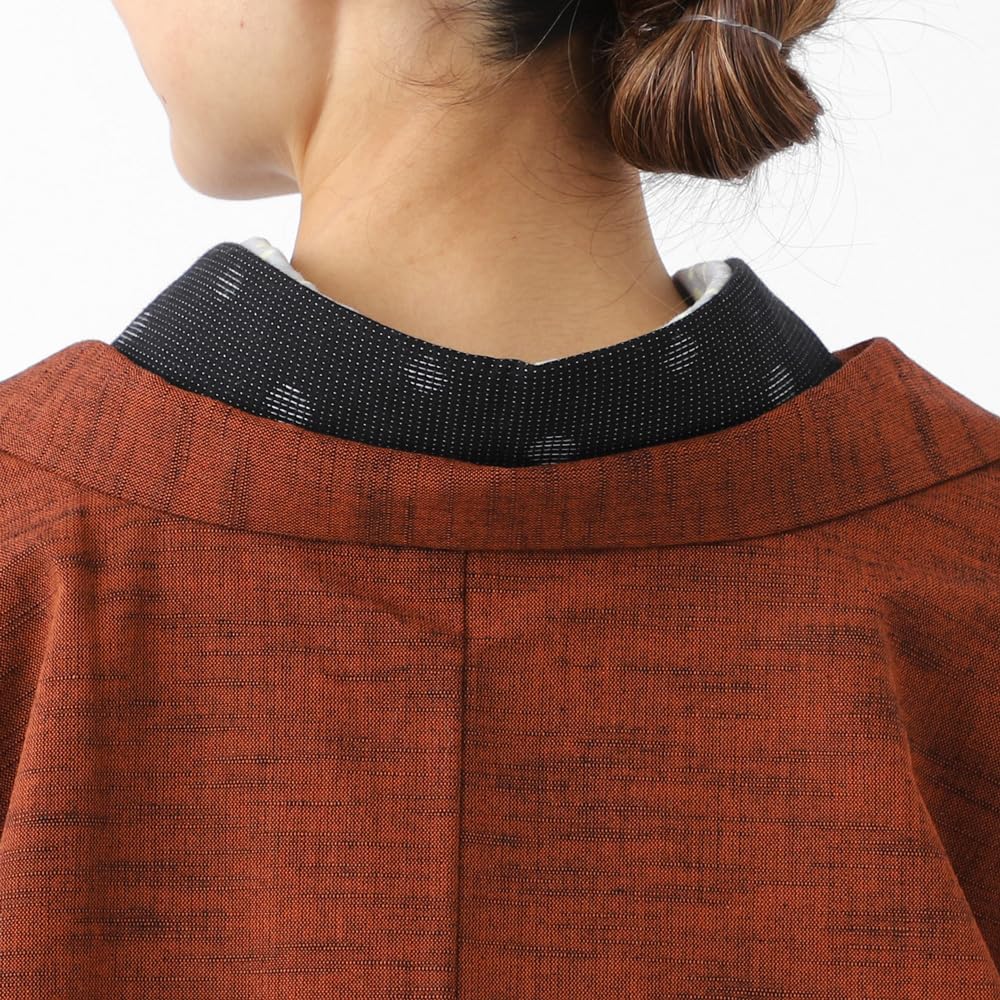 Kurume Ori Haori Wyprodukowano w Japonii Stylowe Urocze Kimono Można Prać M Ceglaste [ROCCA] Damskie