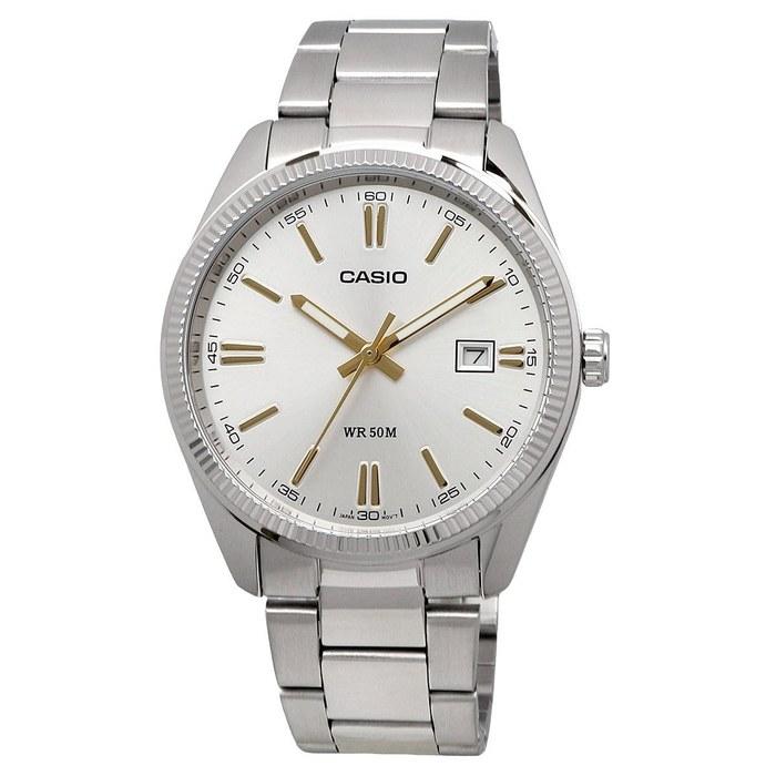 Casio MTP-1302D-7A2V Analog Quartz Men's Watch, Silver Metal Band