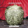 Double Dragon Copper Tea Canister Ornament - Pure Copper Storage Jar for Office/Desktop Decor