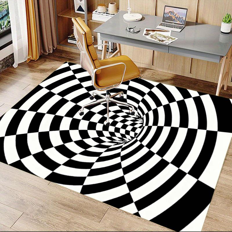 1PC Checkerboard Tunnel Extra Large Non Slip Floor Carpet, Office, Family, Bedroom, Studio Large Area Rug Indoor Rugs, Vibrant Colors