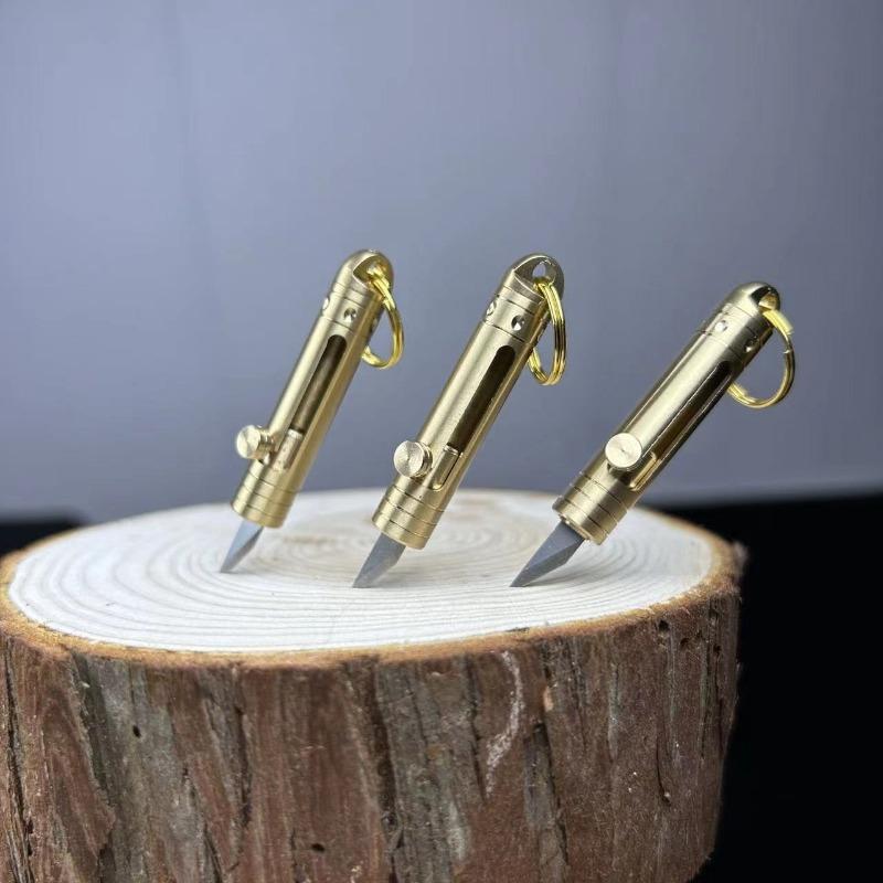 Brass Knife Keychain Pendant Outdoor Carry-on Disassembly Express Utility Knife Office Stationery Cutting Supplies