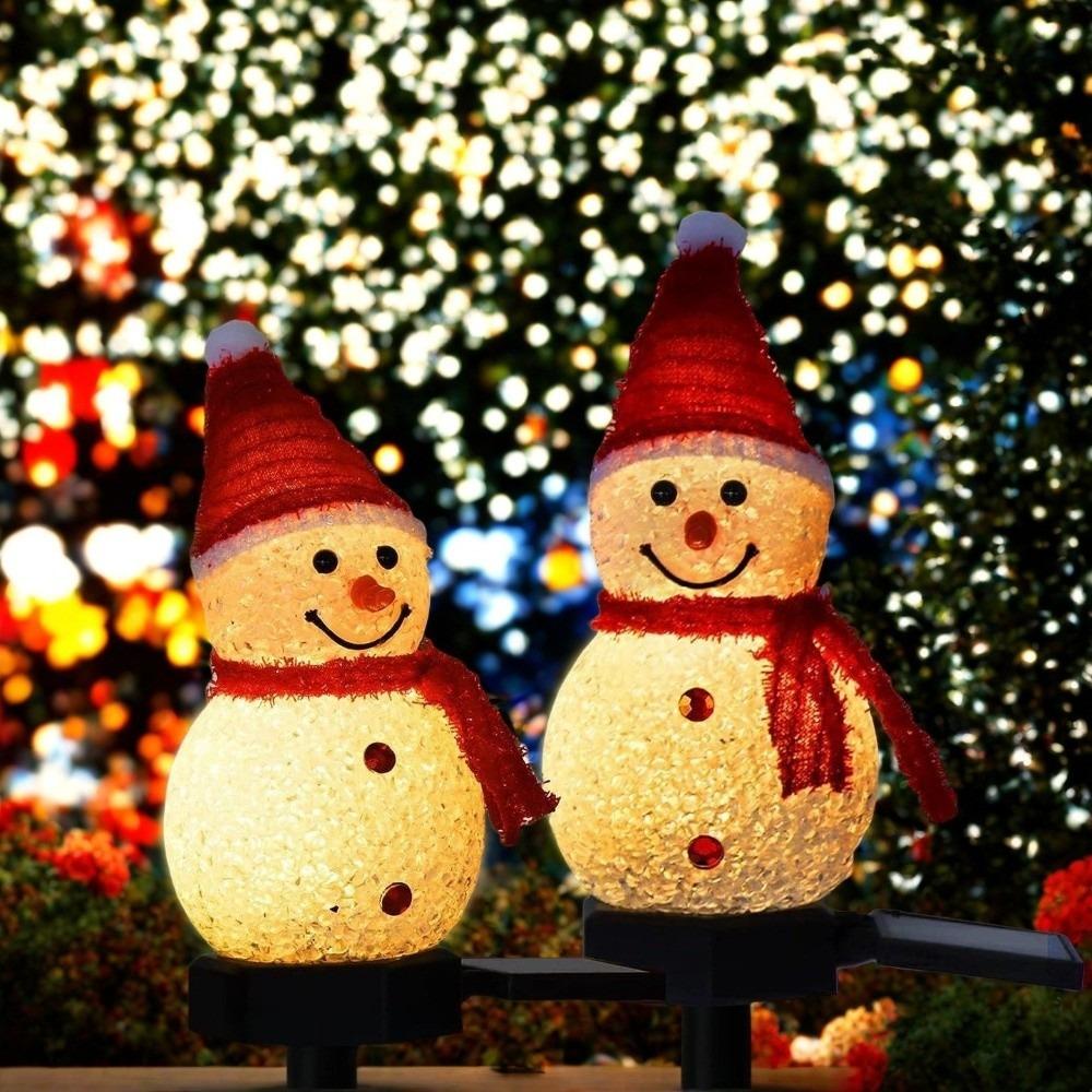 Waterproof Christmas Ground Lamp Solar Powered Solar Garden Light Snowman Landscape Lamp  Xmas