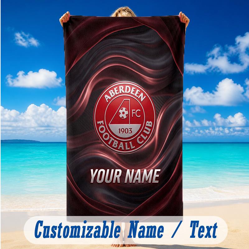 Beach Towel Custom Name Text, Quick Dry Large Towel For Beach HomeAberdeen FC