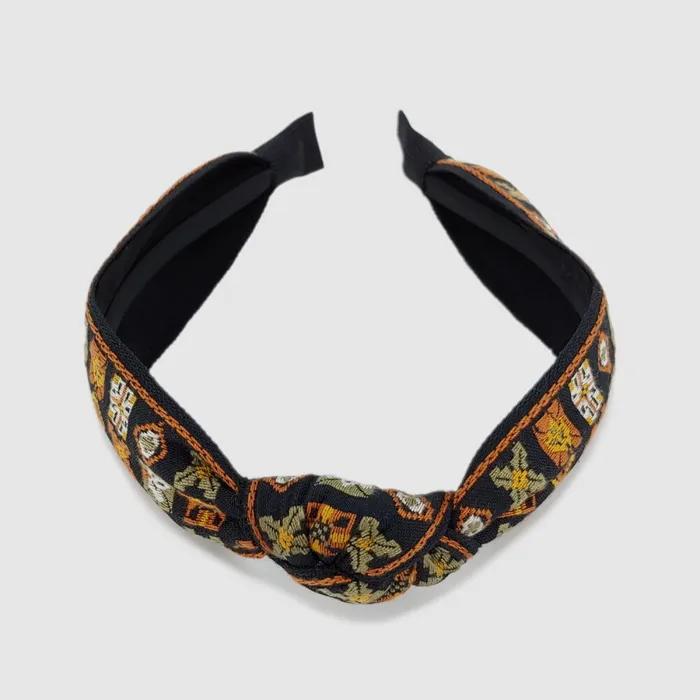 LALA Geometric Diamond Ethnic Hairband - Brown