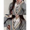 The Pink Unisex Heddy Overfit Color Block Embroidered Cardigan