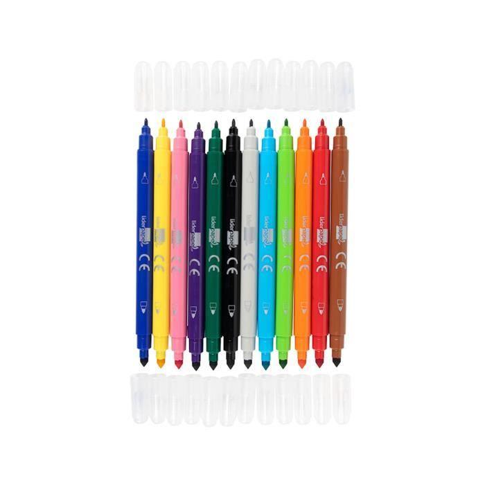 Liderpapel Duo Colouring Felt Pen 2 Tips Fibre 5mm and 2.5mm Writing Length 800m Cardboard Box 12 Units
