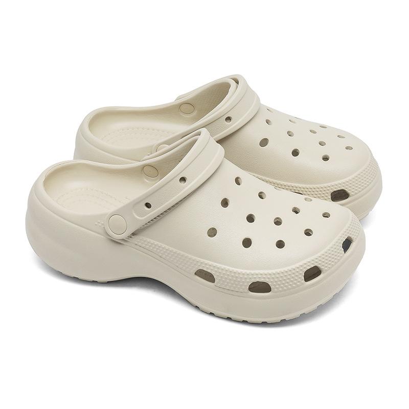 

3808 Cloud hole shoes, women wear EVA slippers in summer, heightened thick-soled waterproof beach breathable bag head tow 35/36 хаки