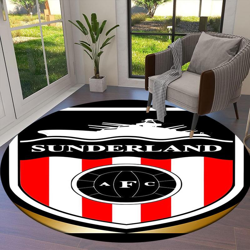 Sunderland Association Football Club Round Area Rug,Carpet Rug for Living Room Bedroom Sofa Playroom Decor,Non-slip Floor Mat