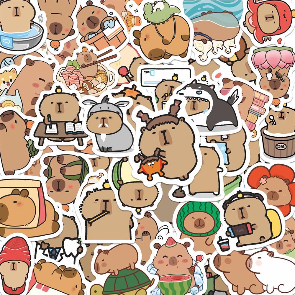 10/30/55pcs Funny Capybara Cartoon Animal Stickers Cute Graffiti Sticker for Kids Toy DIY Notebook Suitcase Phone Decals Packing