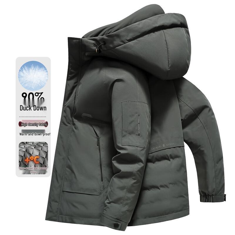 XueZhongFei Men s Hooded Workwear Short Down Jacket M (170/88A)