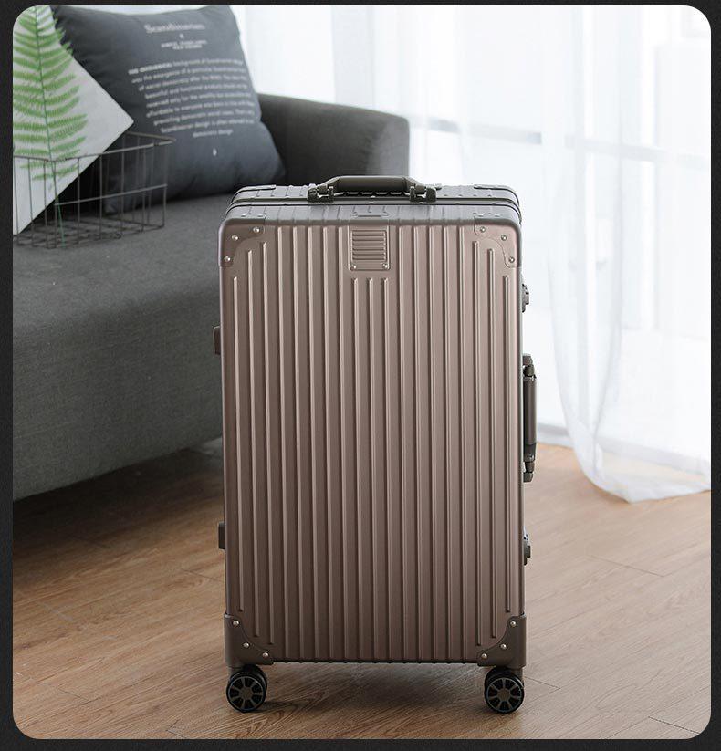 Aluminum-Magnesium Alloy Trolley Case with Universal Wheels, 24" Carry-On for Student Travel & Men's Business, with Combination Lock.