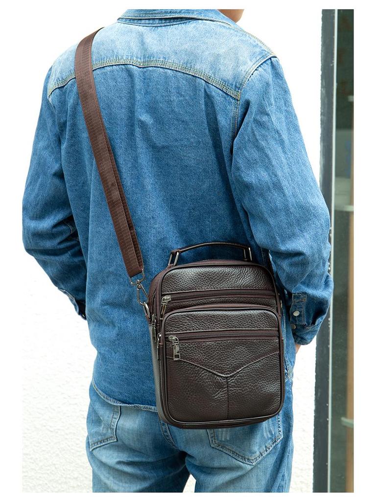 Men's Genuine Leather Crossbody Phone Bag - Business & Commute
