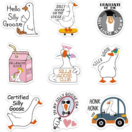 Goose Fridge Magnet Set- 9Pcs Funny Animal Refrigerator Magnetic Stickers Goose Magnets Silly for Fridge Cute Meme Fridge Magnets Gifts for Locker