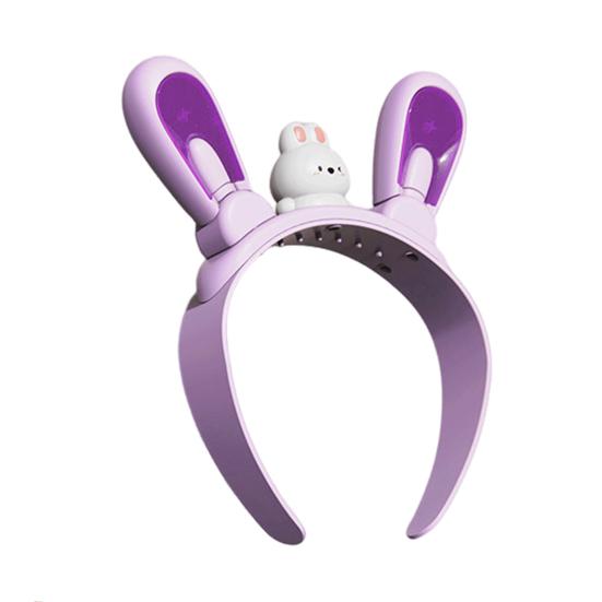 

Пов’язка на голову із зайчиковими вухами та світлом, що змінює колір. Перезаряджувана рухома пов’язка для волосся, що обертається, для розваг фіолетовий