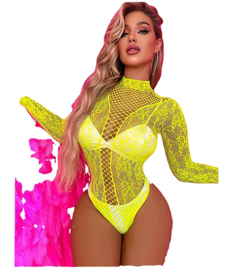 Passionate Sexy Backless Jacquard Mesh Bodysuit & Bikini Lingerie