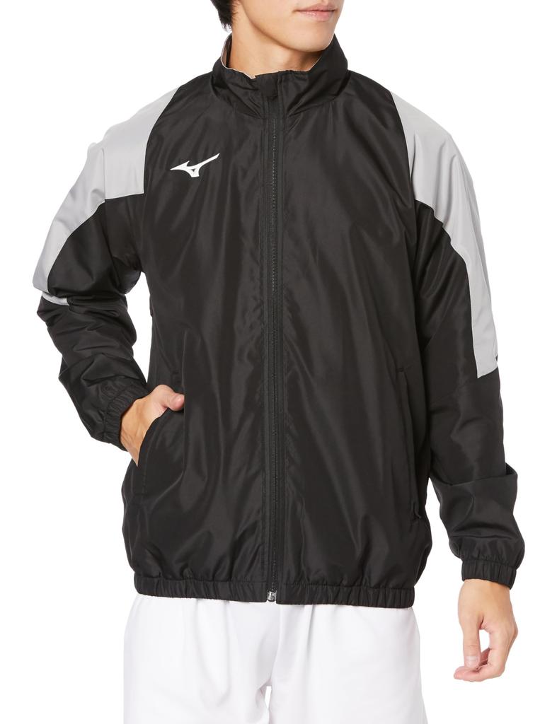 Mizuno Breath Thermo Training Warmer and XL Jacket, Moisture-Wicking Heat-Generating, 32MEA655, Black/Alloy Gray,