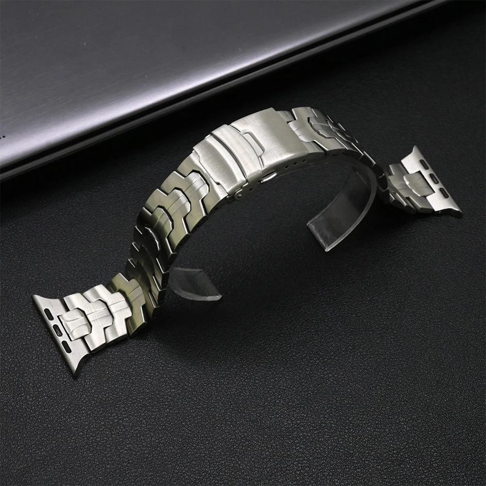 

Luxury Stainless Steel Strap for Apple Watch Band Ultra2 49mm Series 10 46mm Link Bracelet Iwatch 9 7 8 6 5 SE 45mm 44mm Correa for iwatch 44mm срібний