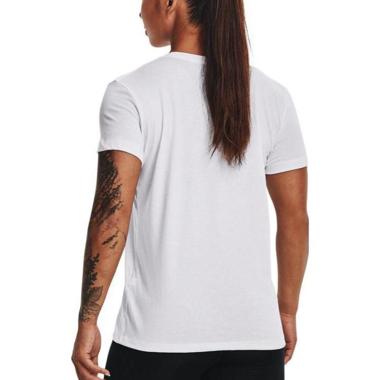 Under Armour Letter Logo Loose Fit Training T-Shirt Women Tops White 1372618-100