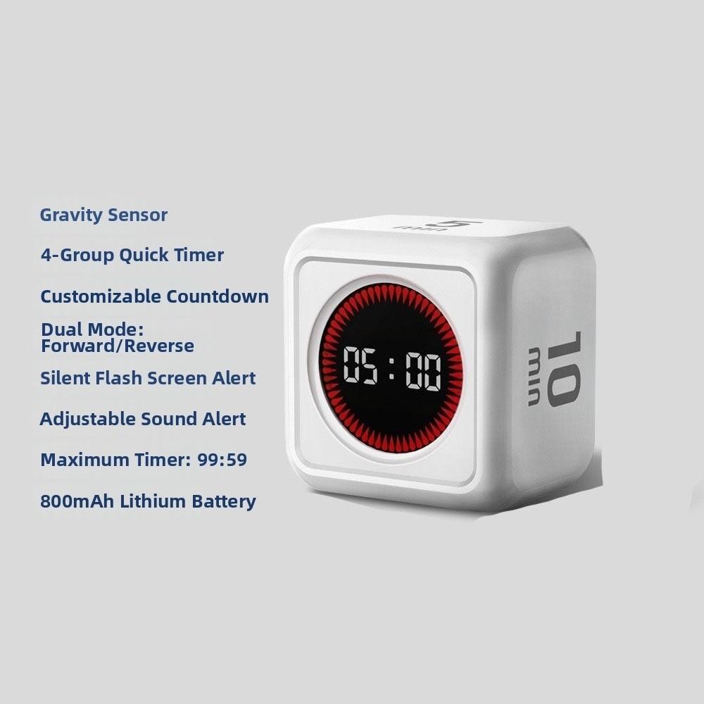 LED Display Gravity Sensing Timer 4 Preset Time Cube Timer Smart Countdown Timer  Study Timer