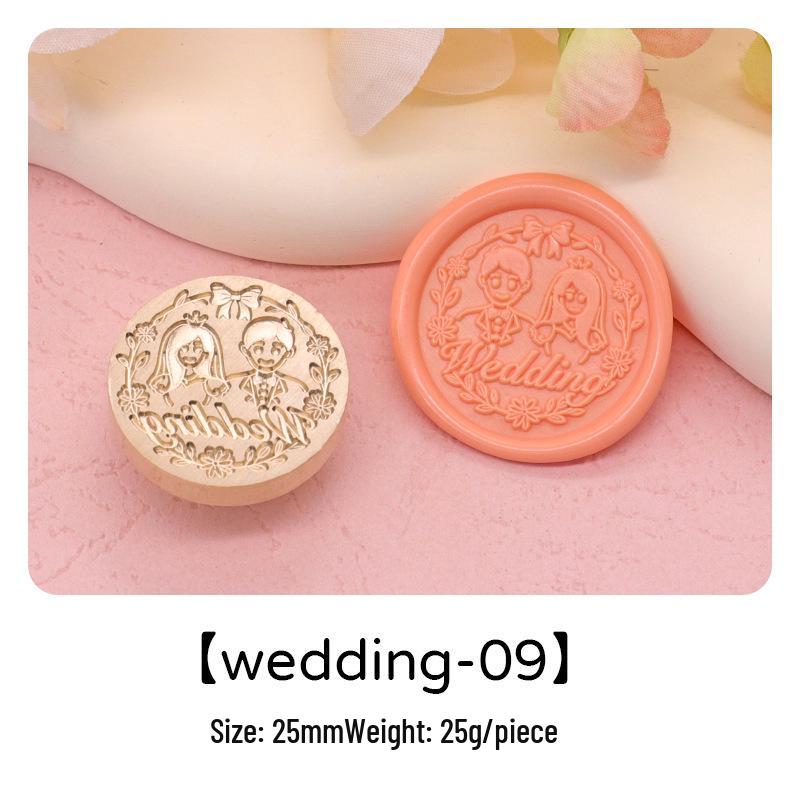Wedding Series Round Wax Seal Stamp Head - Copper Handmade Letter Sealing