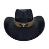 European And American Snake Pattern Western Cowboy Hat Ethnic Style Bull Head Decoration Men'S And Women'S Top Hat 9.5Cm Large Brim Jazz Hat
