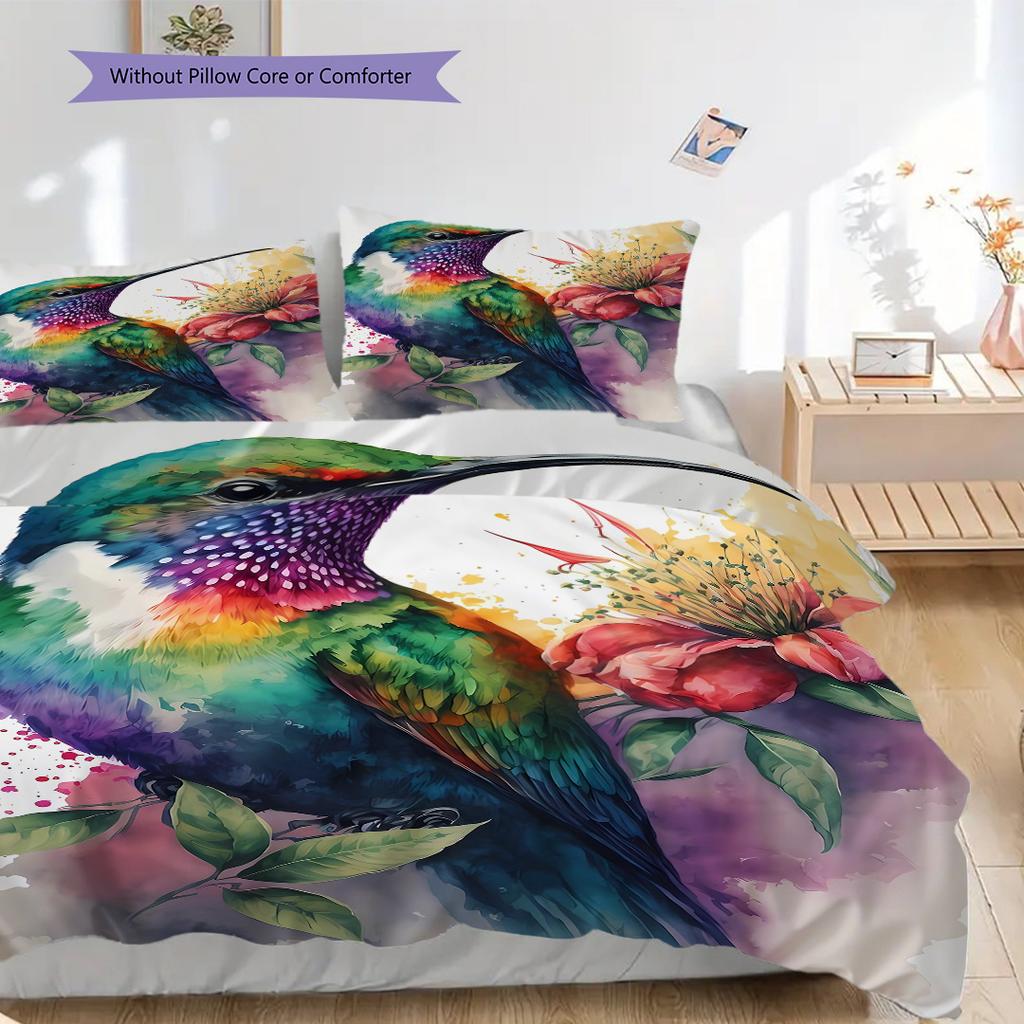 Hummingbird Pattern Bedding Quilt Set Quilt Cover Pillowcase Home Decoration Birthday Gift (1 * duvet cover + 2 * pillowcase, without core)