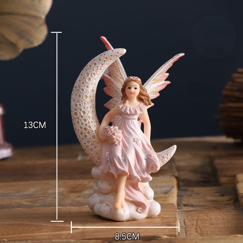 European Cute Elf Girls Resin Angel Figurines Office Desk Fairy Statue KTV Bar Ornaments Decor Home Furnishing Decoration Crafts