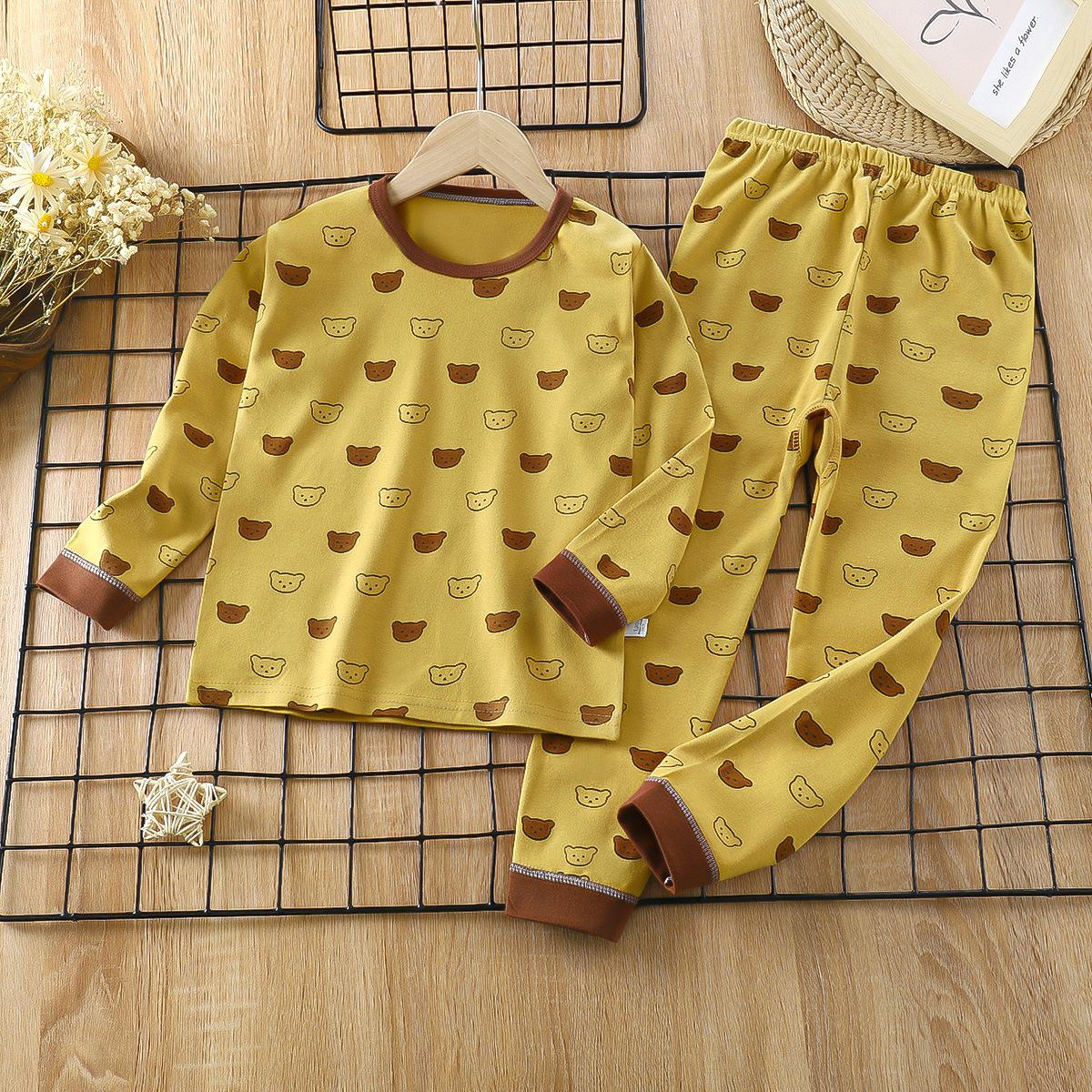 

Осенняя домашняя одежда для мальчиков и девочек, детский хлопковый пижамный комплект 150cm