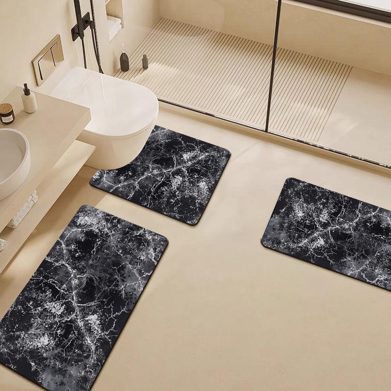 Stone Textured Printed Toilet Cushion Diatom Mud Bathroom Floor Mat Quick Drying Anti Slip Shower Pad Modern Home Decoration Bathroom Accessories