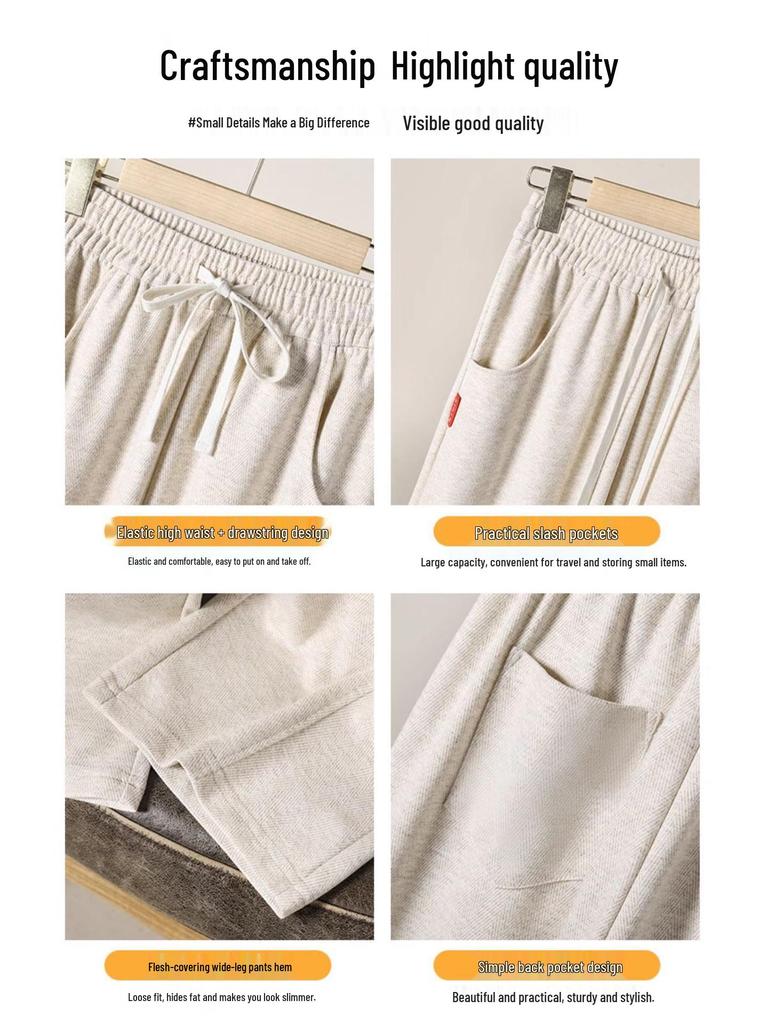 Plus Size High Waist Wide Leg Pants for Women - Spring & Autumn Casual Straight Leg Style, fits up to 200 lbs.