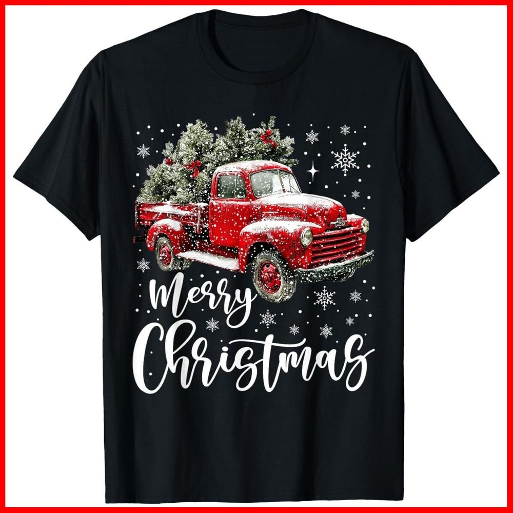 

Merry Christmas Red Truck Family Matching Christmas Pajama Black Cotton T-Shirt Unisex T-Shirt XXL