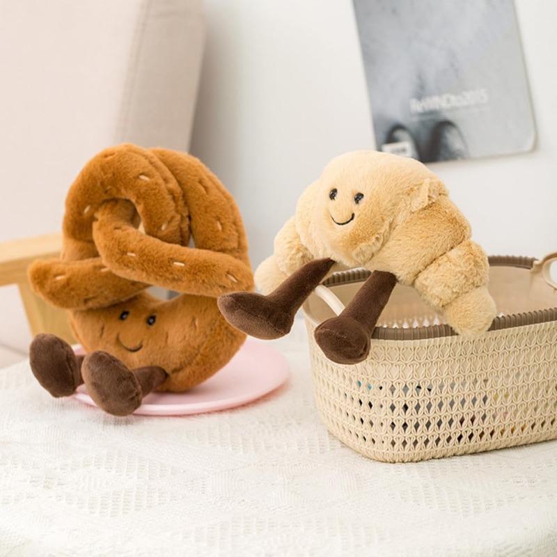 9" Croissant Plush Toy Cute Croissant Bread Pillow Stuffed Animals Funny Soft Food Plushies Toy (Pretzel)