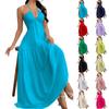 Maxi Abito da Donna Senza Maniche con Scollo all'Americana Schiena Scoperta con Lacci Estivo da Spiaggia Casual Lungo per Vacanze e Tempo Libero