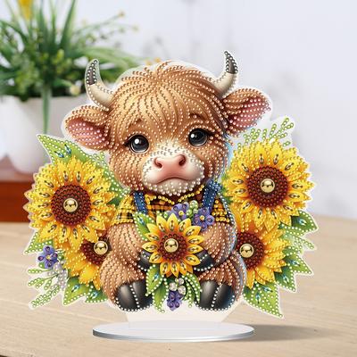 2D/Flat Yak DIY Desktop Diamond Art Kits Single-Sided Drill 5D DIY Diamond Art Tabletop Decorations Special Shape for Home Decor