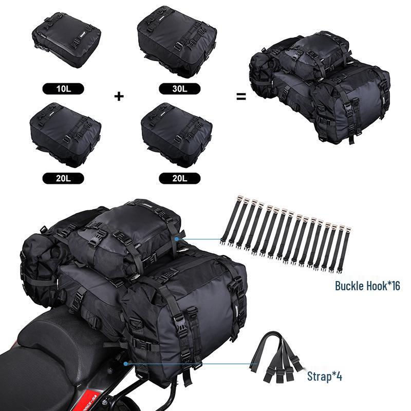 Rhino Walk Motorcycle Rear Seat Bag Set - Mother-Child Combo, Hanging & Side Bags, Best Seller.