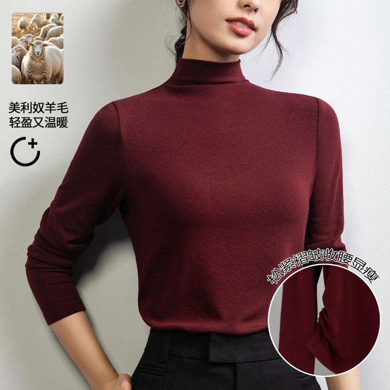 

Liu Wen semi-turtleneck wool knitted bottoming shirt women s autumn and winter with a new high-end black top M