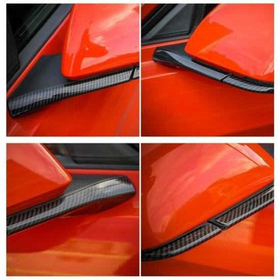 Side Rearview Mirror Cover Trim Decor Strip for Ford Mustang 2015+ Carbon Fiber