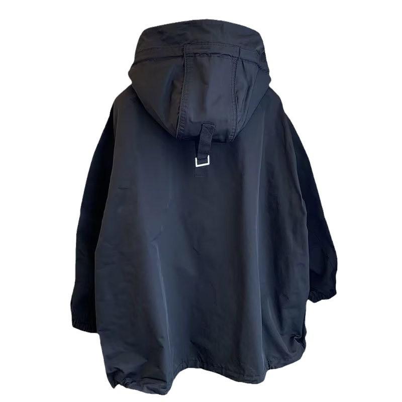 Men's Jacketsuit Loose-fit Hooded Trench Coat Fashionable Spliced Design Jacket Windbreaker