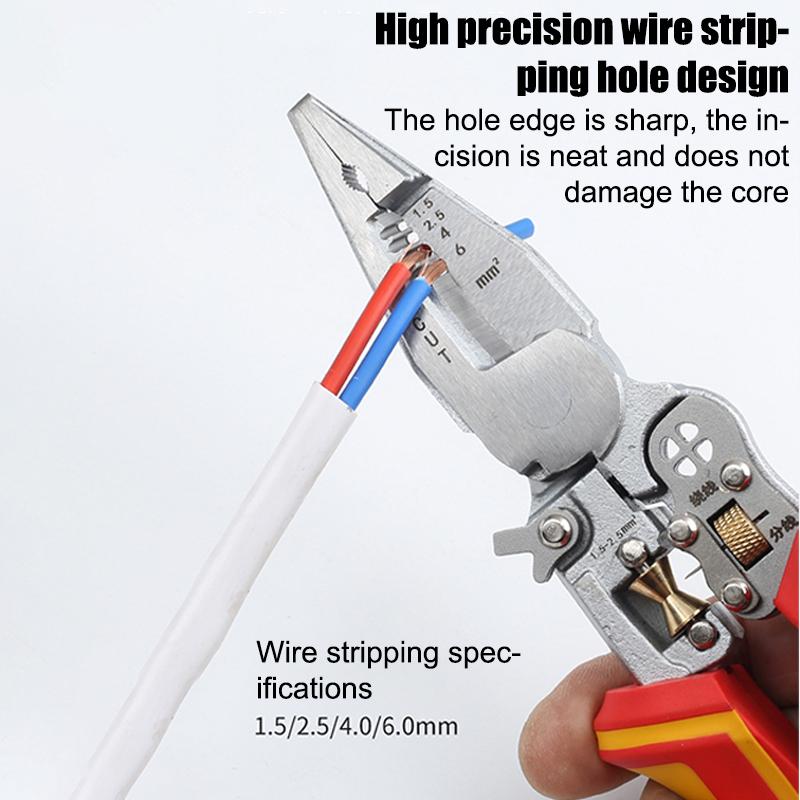 Electrician Plier 8-in-1 Multifunctional Versatile Wire Stripping Pliers Electricity Measurement Non-slip Wire Stripping Plier