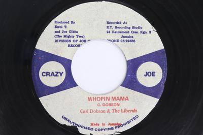 7inch Record CARL DOBSON  THE LIBERALS  Whopin Mama  Pennitentry Dub NONE CRAZY JOE 1976 Jamaica Reggae Ska  Dub Used