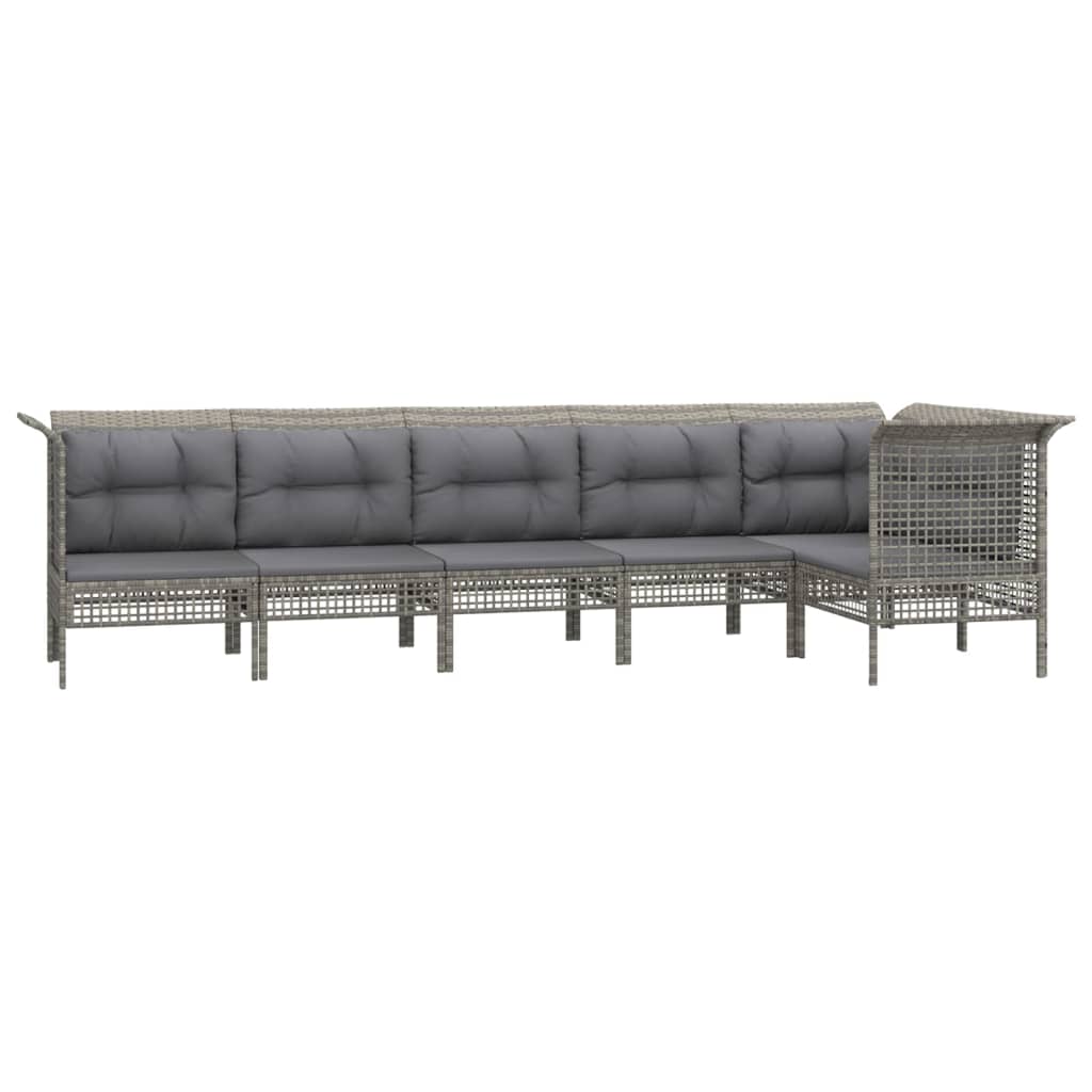Vidaxl 6-Cz. Garden Lounge Set, Cushions, Grey, Rattan PE