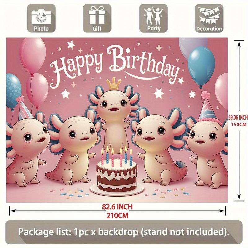 Party Backdrop Adorable Axolotls Celebrating Photo Background Decor Birthday Party Decor