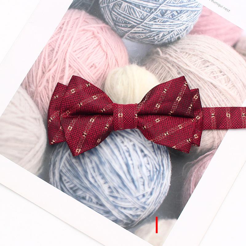 Färgvävd Jacquard Herrfluga 6cm Dubbellager Randig Liten Blomma Affärs Retro Kostym Skjorta Fluga