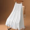 2025 Summer Women New Skirts Solid Elastic Waist Pleated Mesh Elegant Skirts