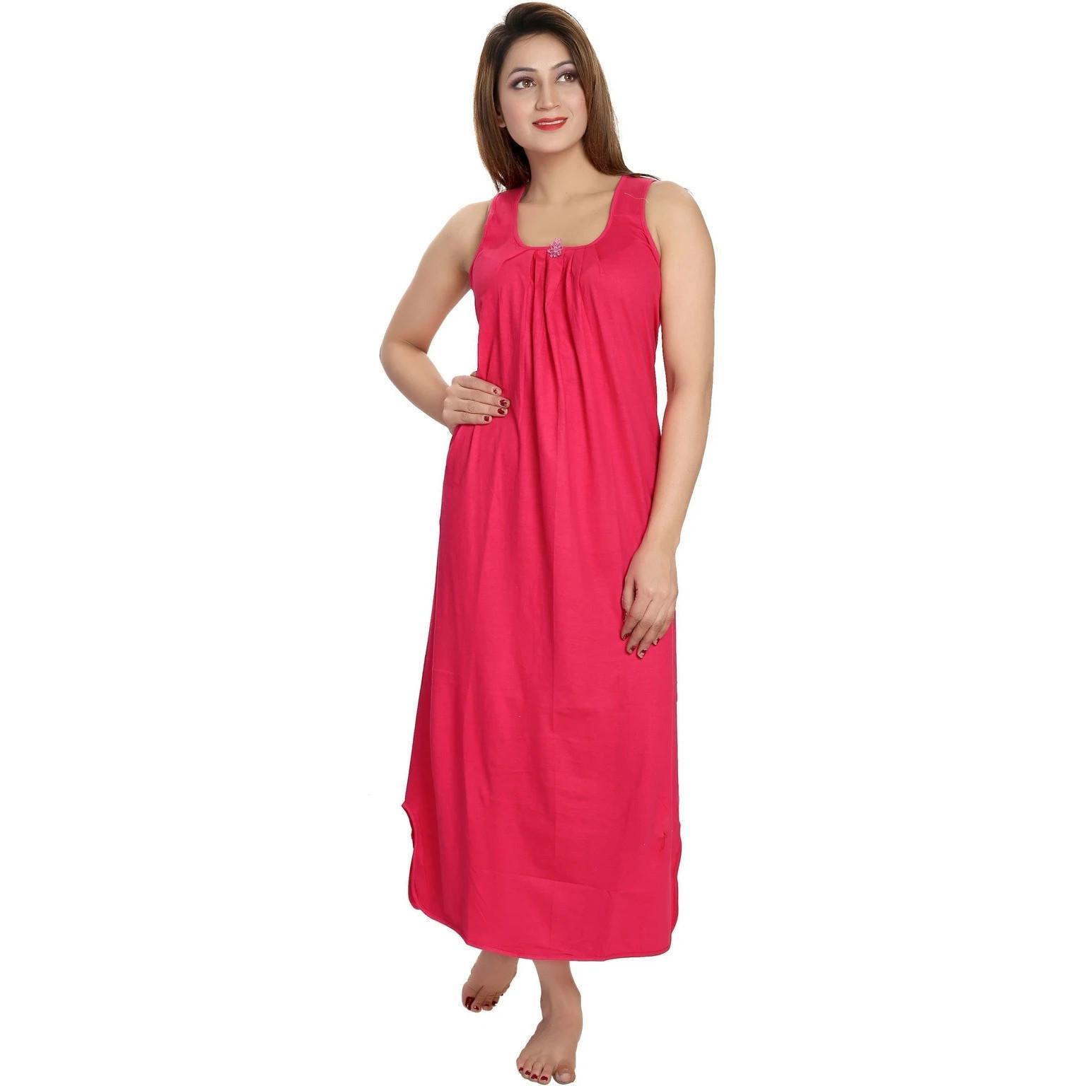 Women s Fashion Cotton Night Gown Indian Summer Sleepwear Long Maxi Nighty Dress Free