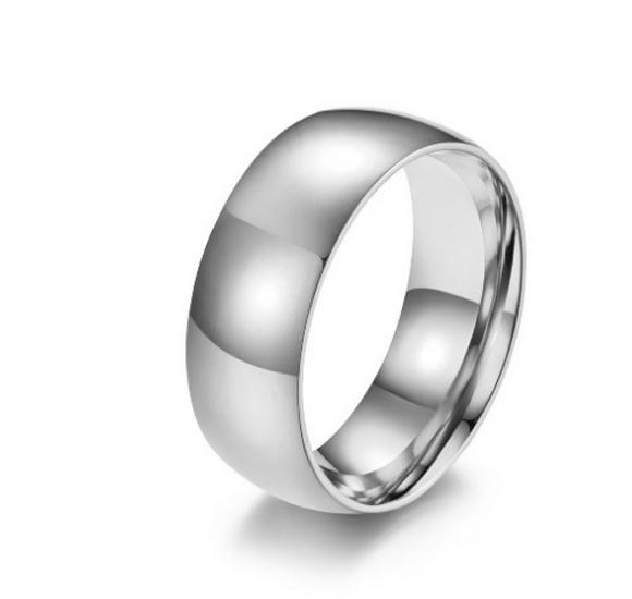 2024 Gold Plated Titanium Steel Couple Rings: 2/4/6/8mm Round Arc Design