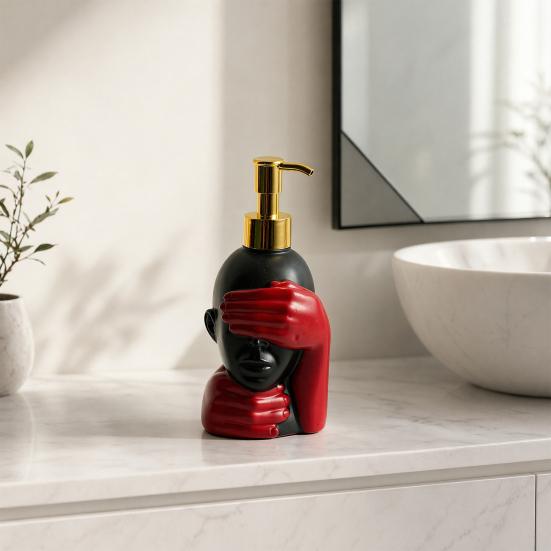 200ml Dispensing Bottle, Smooth Foaming Artistic Black Red Design Soap Bottle, Large Capacity Soap Dispenser for Bathroom Decor