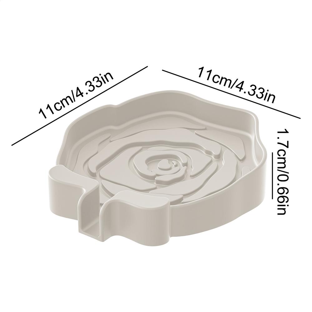 

Soap Dish Silicone Kitchen Sponge Tray Anti Slip Rose Soap Dish with Drain for Bathroom Shower Sink Counter Travel Kitchen білий