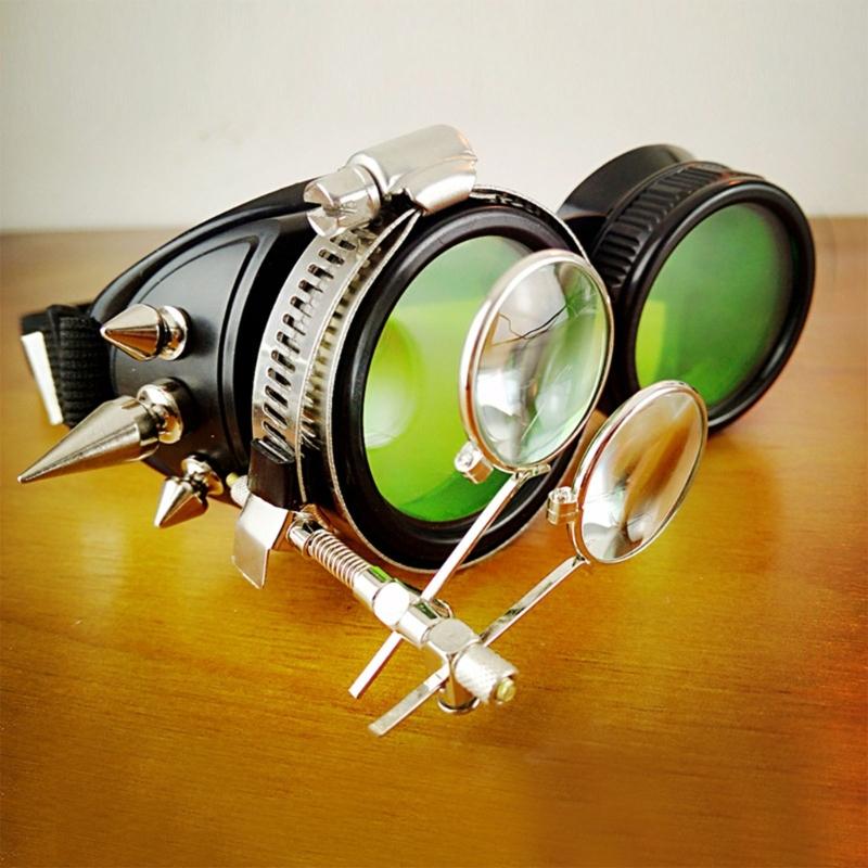 Retro Steampunk Glasses Halloween Cosplay Glasses Steampunk Goggles with Rivets for Carnivals Theme Party